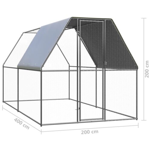 Outdoor Chicken Cage 2x4x2mGalvanised Steel - Image 5