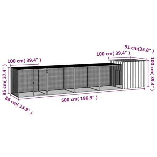 Chicken Cage Grey 500x91x100cm Galvanised Steel - Image 5