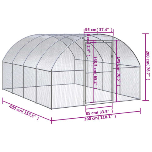 Outdoor Chicken Coop 3x4x2mGalvanised Steel - Image 7