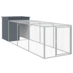 Chicken Cage with Run Anthracite 110x405x110cm Galvanised Steel