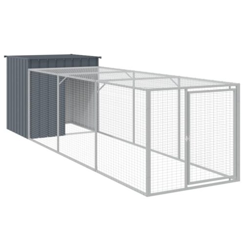 Chicken Cage with Run Anthracite 110x405x110cm Galvanised Steel