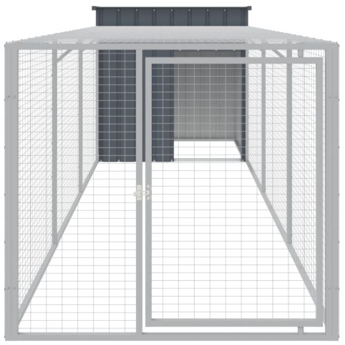 Chicken Cage with Run Anthracite 110x405x110cm Galvanised Steel - Image 3