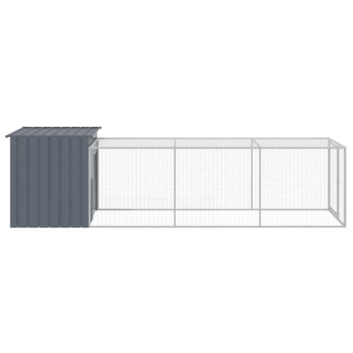 Chicken Cage with Run Anthracite 110x405x110cm Galvanised Steel - Image 4