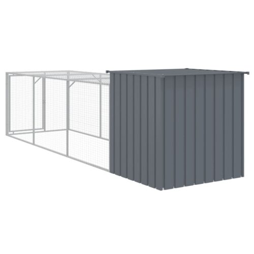 Chicken Cage with Run Anthracite 110x405x110cm Galvanised Steel - Image 5
