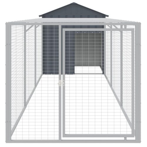 Chicken Cage with Run Anthracite 117x405x123cm Galvanised Steel - Image 3