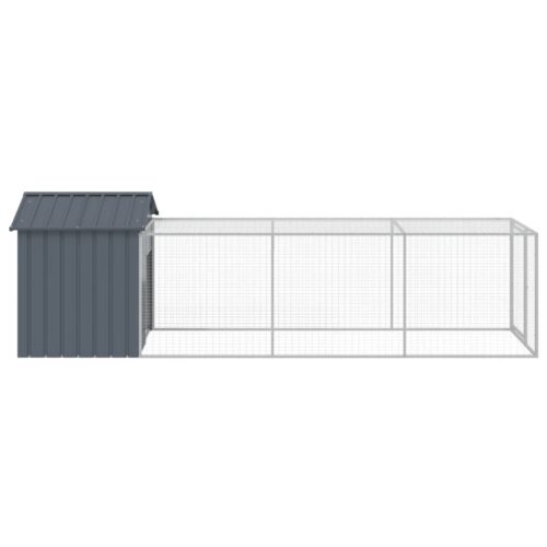 Chicken Cage with Run Anthracite 117x405x123cm Galvanised Steel - Image 4
