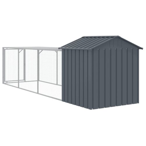 Chicken Cage with Run Anthracite 117x405x123cm Galvanised Steel - Image 5