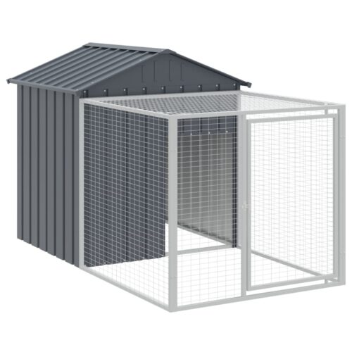 Chicken Cage with Run Anthracite 117x405x123cm Galvanised Steel - Image 6