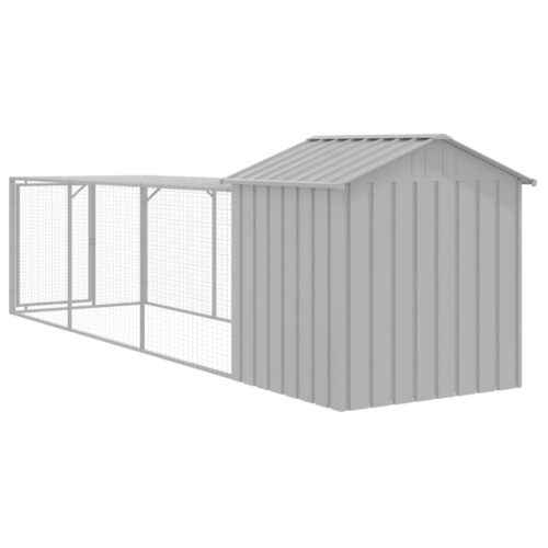 Chicken Cage with Run Light Grey 117x405x123cm Galvanised Steel - Image 5