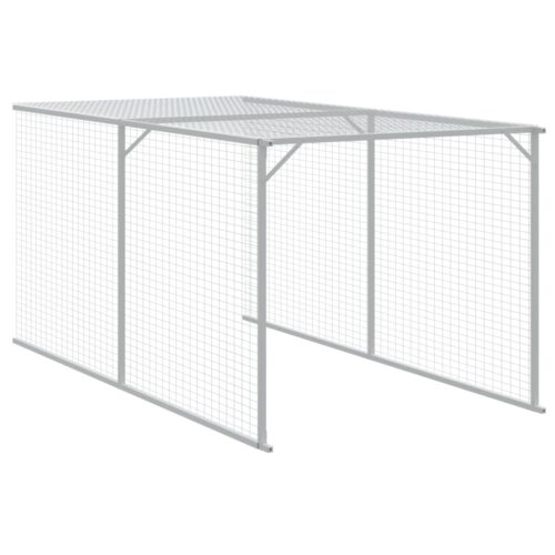 Chicken Cage with Run Light Grey 117x405x123cm Galvanised Steel - Image 7