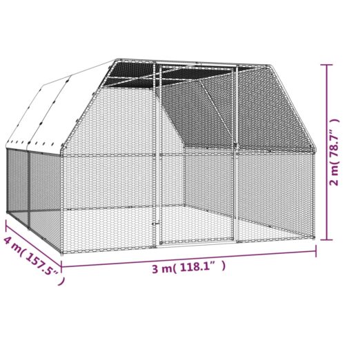 Outdoor Chicken Cage 3x4x2mGalvanised Steel - Image 5