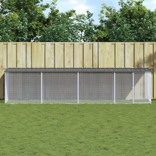 Chicken Cage with Roof Anthracite 403x98x90cm Galvanised Steel - Image 10