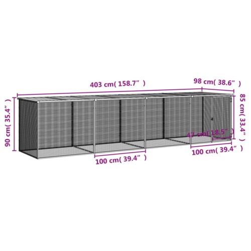 Chicken Cage with Roof Anthracite 403x98x90cm Galvanised Steel - Image 9