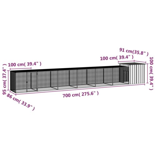 Chicken Cage Anthracite 700x91x100cm Galvanised Steel - Image 5