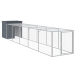 Chicken Cage with Run Anthracite 110x609x110cm Galvanised Steel