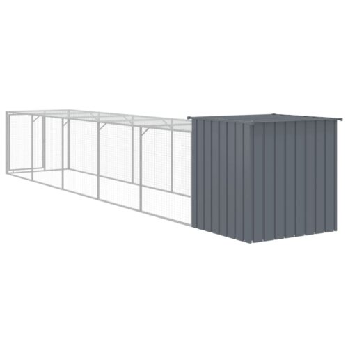 Chicken Cage with Run Anthracite 110x609x110cm Galvanised Steel - Image 5