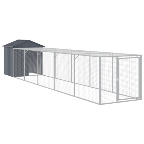 Chicken Cage with Run Anthracite 117x609x123cm Galvanised Steel