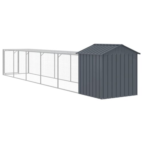 Chicken Cage with Run Anthracite 117x609x123cm Galvanised Steel - Image 5
