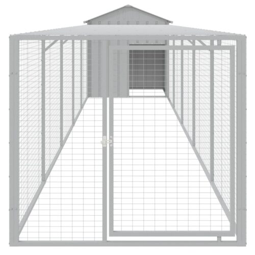 Chicken Cage with Run Light Grey 117x609x123cm Galvanised Steel - Image 3
