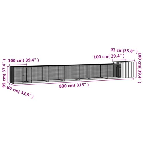 Chicken Cage Anthracite 800x91x100cm Galvanised Steel - Image 5