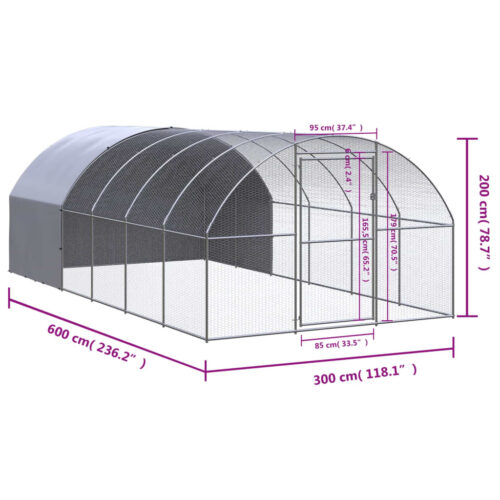 Outdoor Chicken Coop 3x6x2mGalvanised Steel - Image 9
