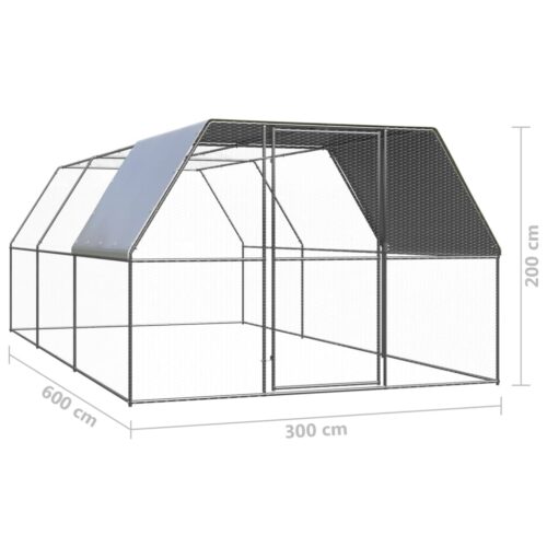 Outdoor Chicken Cage 3x6x2mGalvanised Steel - Image 5