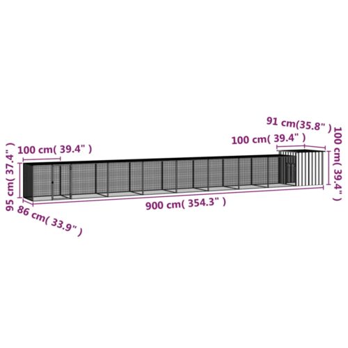 Chicken Cage Grey 900x91x100cm Galvanised Steel - Image 5