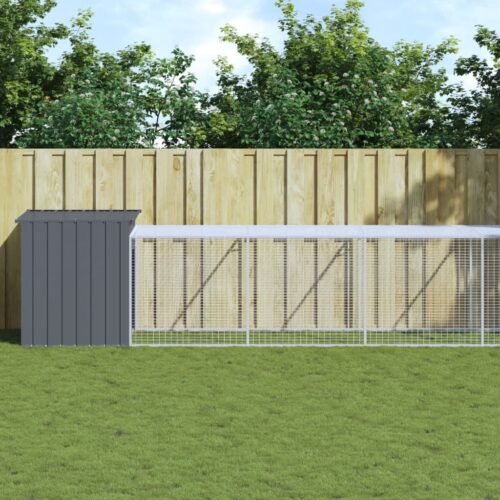 Chicken Cage with Run Anthracite 110x813x110cm Galvanised Steel - Image 2