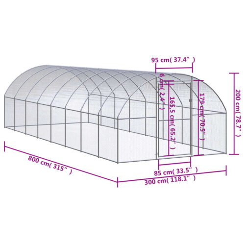 Outdoor Chicken Coop 3x8x2mGalvanised Steel - Image 7