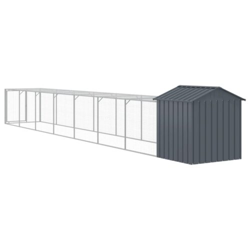 Chicken Cage with Run Anthracite 117x813x123cm Galvanised Steel - Image 5