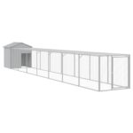 Chicken Cage with Run Light Grey 117x813x123cm Galvanised Steel