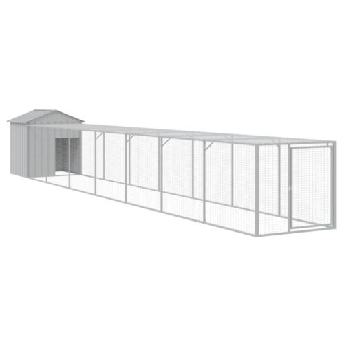 Chicken Cage with Run Light Grey 117x813x123cm Galvanised Steel
