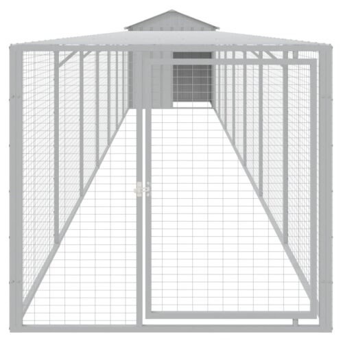 Chicken Cage with Run Light Grey 117x813x123cm Galvanised Steel - Image 3