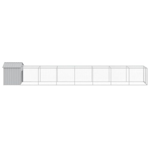 Chicken Cage with Run Light Grey 117x813x123cm Galvanised Steel - Image 4