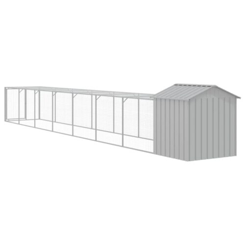 Chicken Cage with Run Light Grey 117x813x123cm Galvanised Steel - Image 5