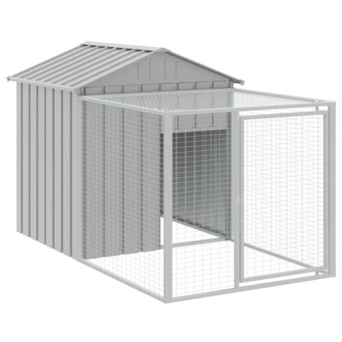 Chicken Cage with Run Light Grey 117x813x123cm Galvanised Steel - Image 6