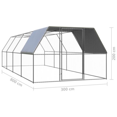 Outdoor Chicken Cage 3x8x2mGalvanised Steel - Image 5