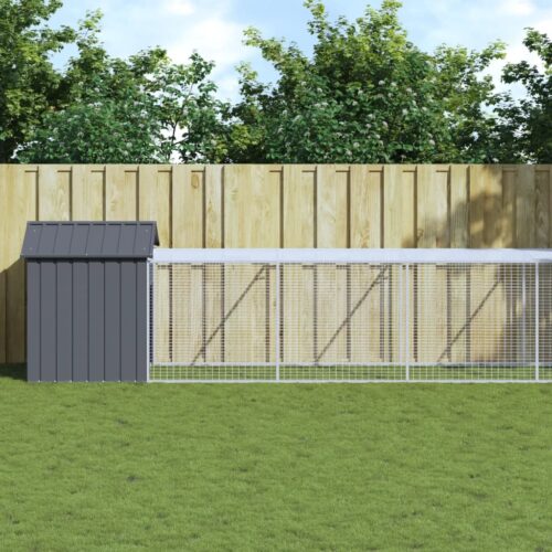 Chicken Cage with Run Anthracite 117x1017x123cm Galvanised Steel - Image 9