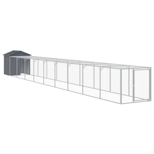 Chicken Cage with Run Anthracite 117x1017x123cm Galvanised Steel