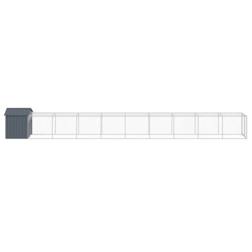Chicken Cage with Run Anthracite 117x1017x123cm Galvanised Steel - Image 4