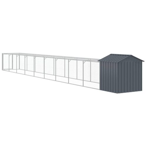 Chicken Cage with Run Anthracite 117x1017x123cm Galvanised Steel - Image 5