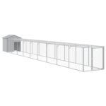 Chicken Cage with Run Light Grey 117x1017x123cm Galvanised Steel