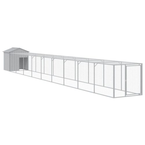 Chicken Cage with Run Light Grey 117x1017x123cm Galvanised Steel