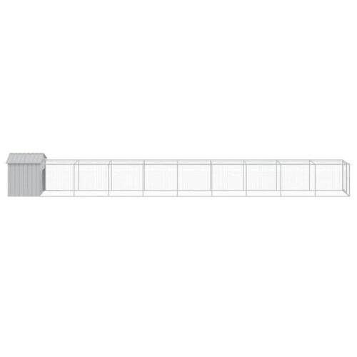 Chicken Cage with Run Light Grey 117x1017x123cm Galvanised Steel - Image 4