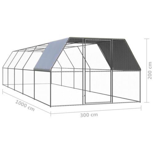 Outdoor Chicken Cage 3x10x2mGalvanised Steel - Image 5