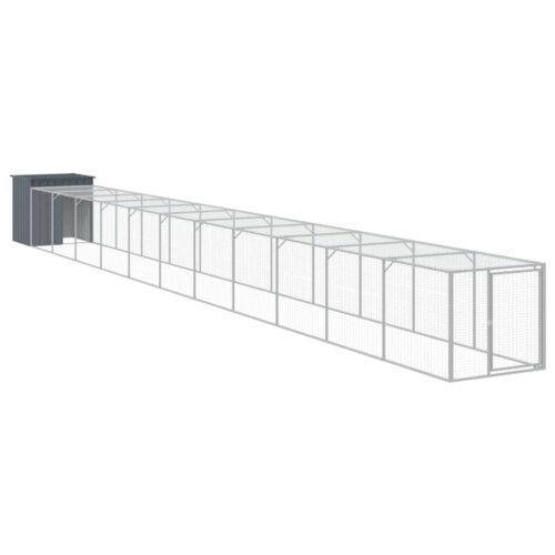 Chicken Cage with Run Anthracite 110x1221x110cm Galvanised Steel