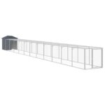 Chicken Cage with Run Anthracite 117x1221x123cm Galvanised Steel