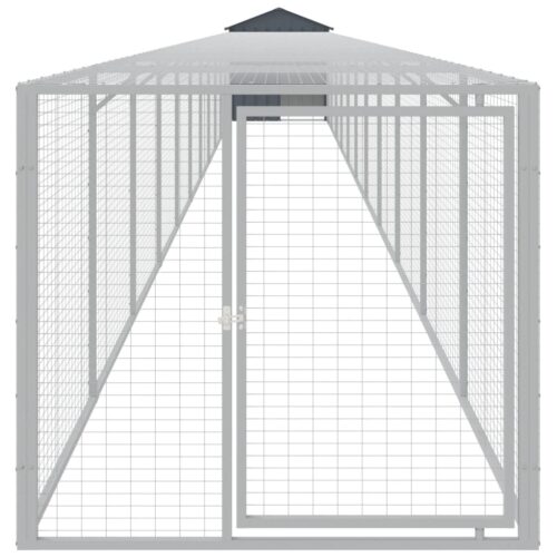 Chicken Cage with Run Anthracite 117x1221x123cm Galvanised Steel - Image 3
