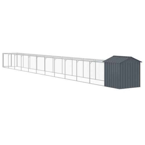 Chicken Cage with Run Anthracite 117x1221x123cm Galvanised Steel - Image 5
