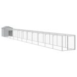 Chicken Cage with Run Light Grey 117x1221x123cm Galvanised Steel